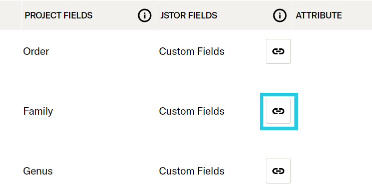 Link button in the field mapping interface