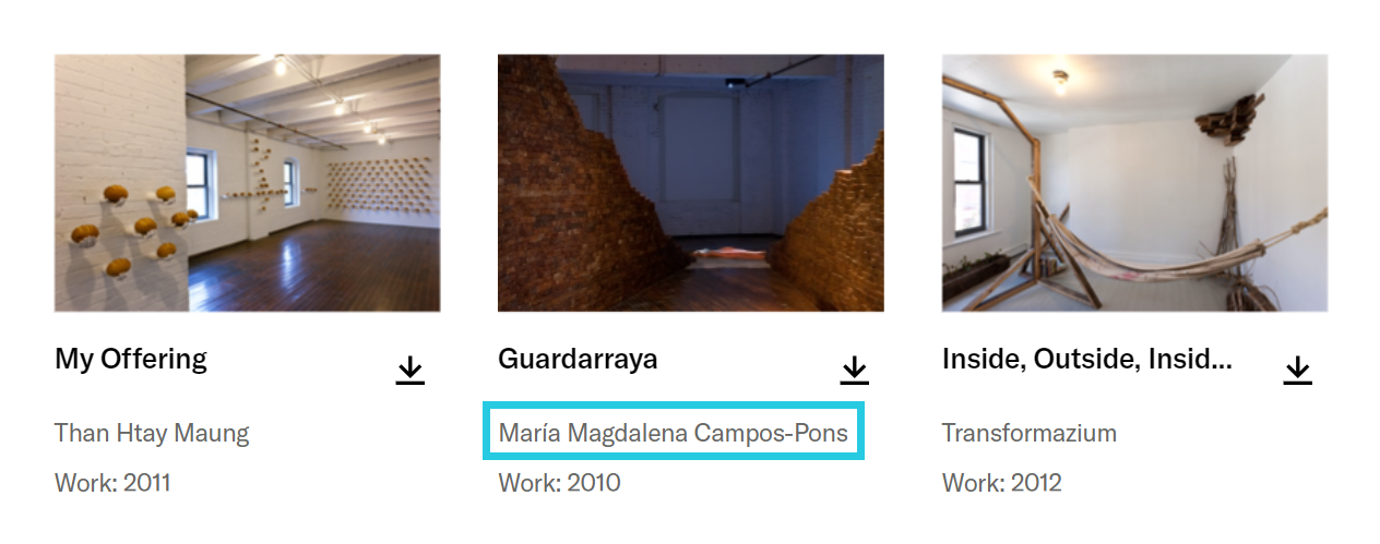 Images as they are displayed in search results with tombstone metadata including creator and date